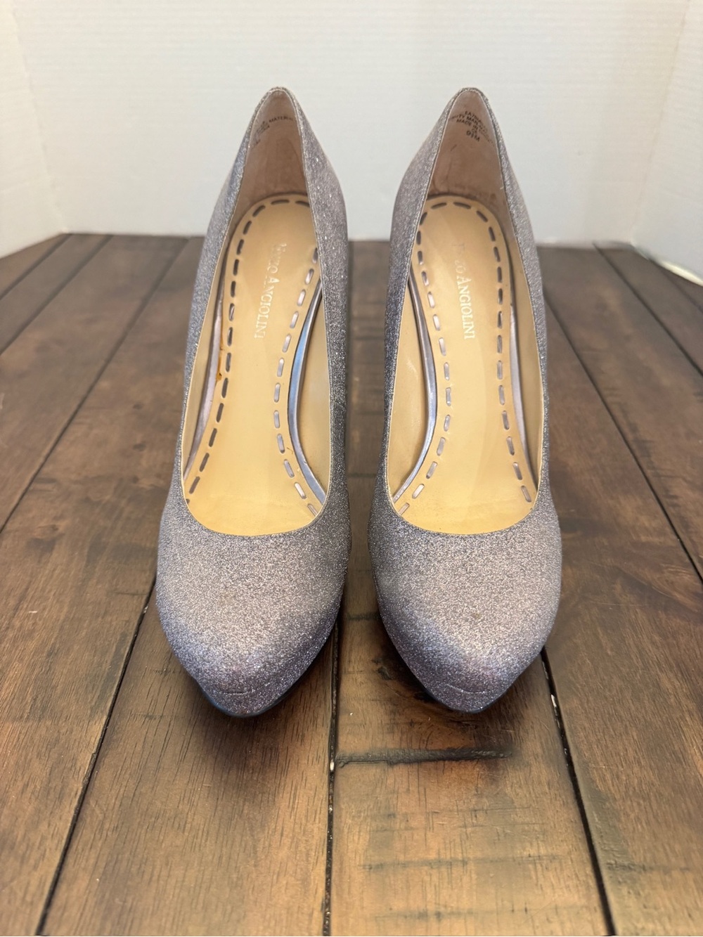 Enzo Angiolini Y2K Elegant platform Glitter High Heels - Silver